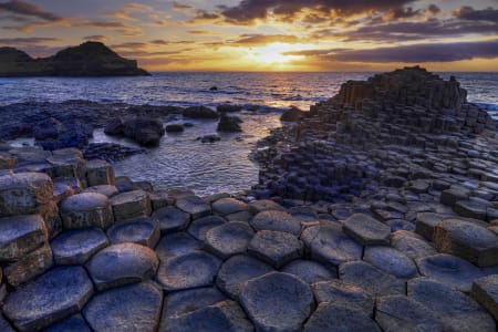 Sunset at the UNESCO World Heritage Site, Giant's Causeway