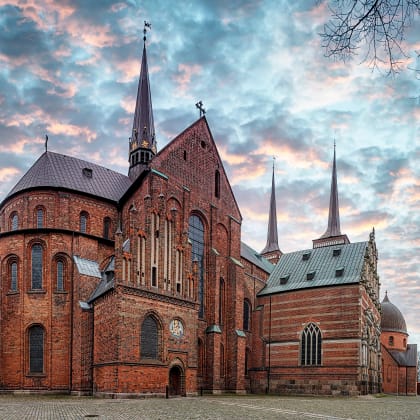 Cathédrale Roskilde au coucher de soleil, Danemark