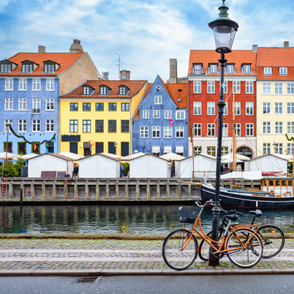 The popular Nyhavn area at Copenhagen, Denmark