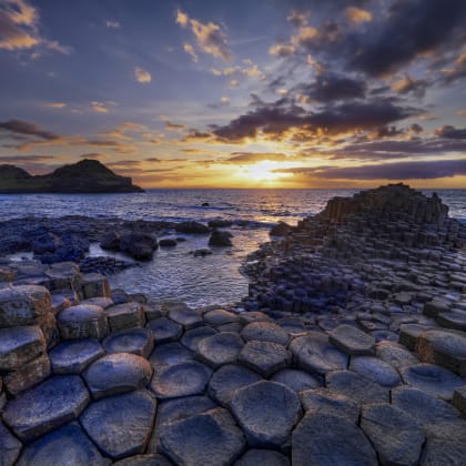 Sunset at the UNESCO World Heritage Site, Giant's Causeway