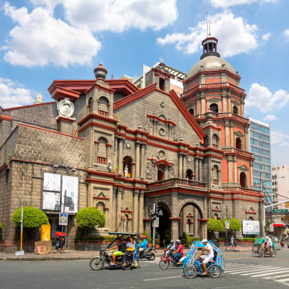 Binondo Church with tuk-tuk in manila,philippines