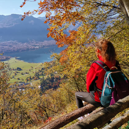 Randonneuse et vue panoramique, Slovénie