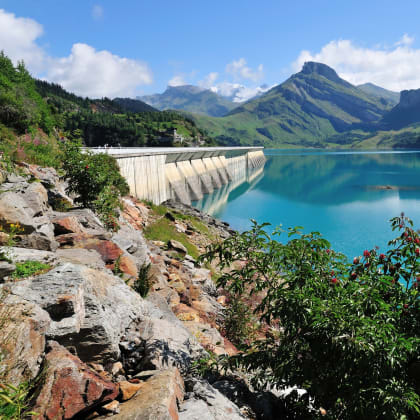 Lake and dam of Roselend, Savoie, France