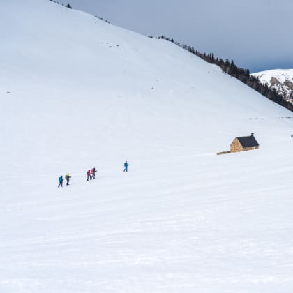 Randonnée à raquettes au col de Barèges, Aragon, Hiver