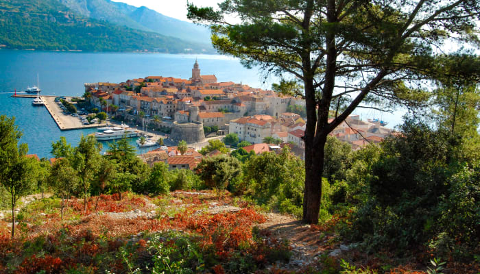 Vue sur Korcula, Croatie