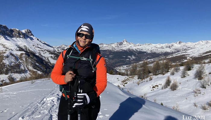 Luz, voyageuse de retour du circuit "Balcons du Queyras à raquettes"
